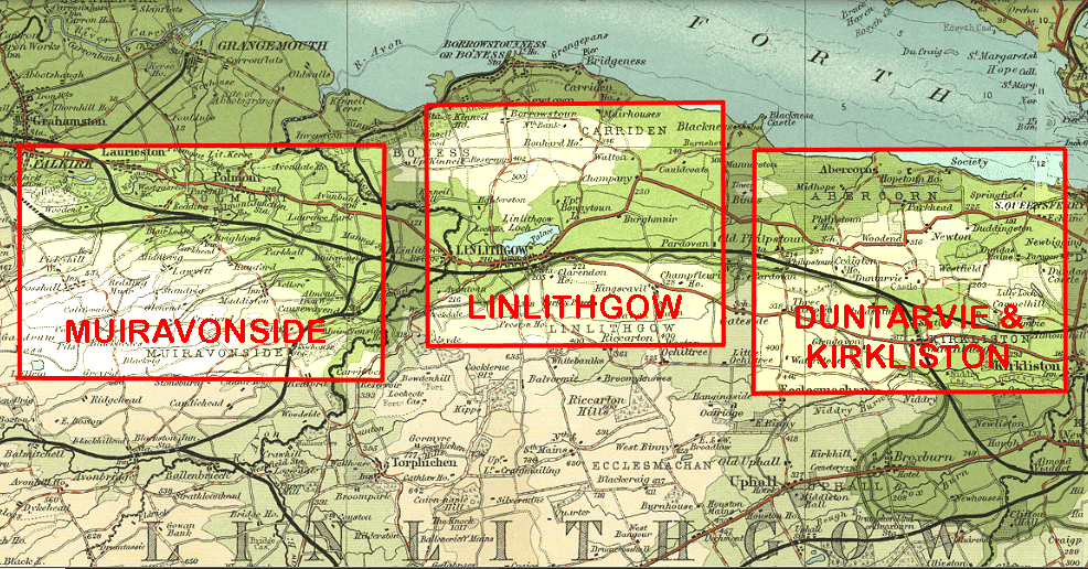 Map of the three Bartholomew branches