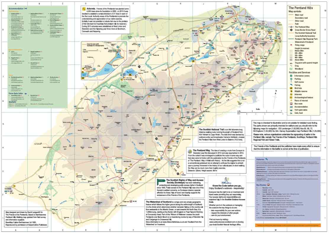 Friends of the Pentlands map featuring the Pentland Way.