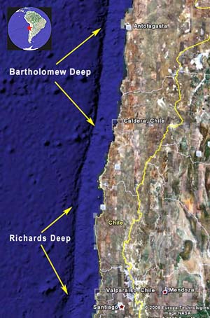 Map showing extend of Bartholomew Deep