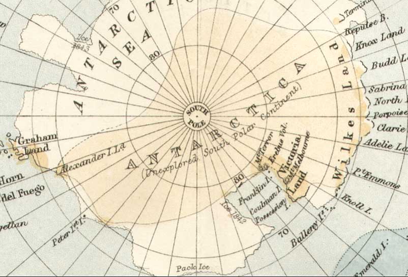 Antarctica as labelled in the Handy Atlas of 1887